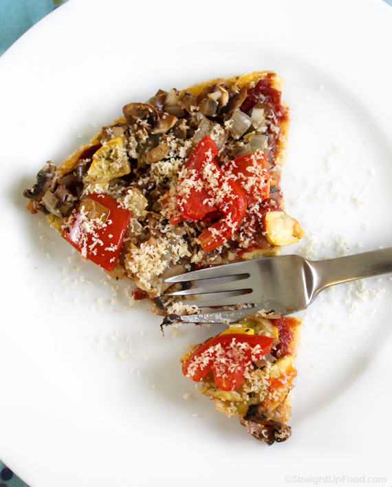 Polenta Pizza: Vegan, salt- and oil-free. Now you can have your pizza and feel good, too! (StraightUpFood.com)